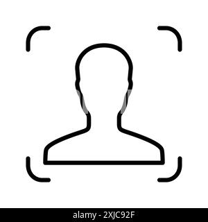 face detection icon Flat set in black and white color outline vector Stock Vector