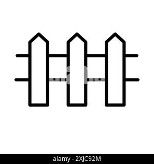 fence icon Flat set in black and white color outline vector Stock Vector