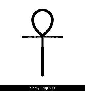 Ankh icon Flat set in black and white color outline vector Stock Vector