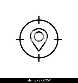 Geo Targeting icon Flat set in black and white color outline vector Stock Vector