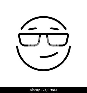 Cool Emoji Icon Flat set in black and white color outline vector Stock Vector