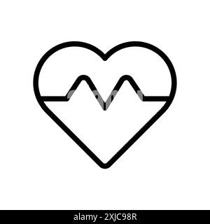 heart rate icon Flat set in black and white color outline vector Stock Vector