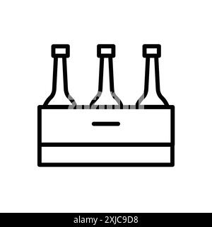 beer bottles in basket icon Flat set in black and white color outline vector Stock Vector