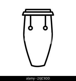 Conga drum icon Flat set in black and white color outline vector Stock Vector