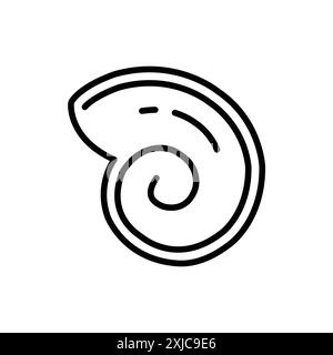 rounded shell icon Flat set in black and white color outline vector Stock Vector