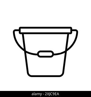 bucket icon Flat set in black and white color outline vector Stock Vector