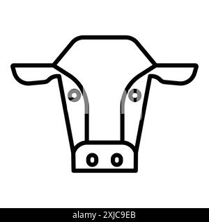 cow head icon Flat set in black and white color outline vector Stock Vector