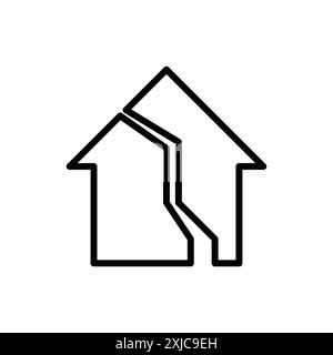 Earthquake icon Flat set in black and white color outline vector Stock Vector