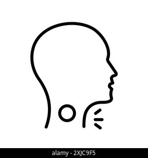 Sore throat icon Flat set in black and white color outline vector Stock Vector