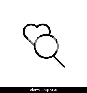 Find Love icon Flat set in black and white color outline vector Stock Vector