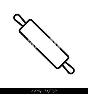 rolling pin icon Flat set in black and white color outline vector Stock Vector