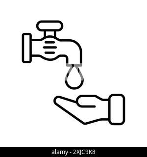 Wash or washing hands icon Flat set in black and white color outline vector Stock Vector