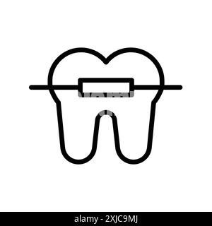 lingual braces icon Flat set in black and white color outline vector Stock Vector