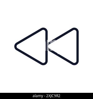 Rewind Previous Back arrow icon Flat set in black and white color outline vector Stock Vector