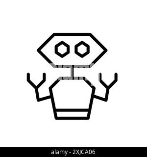 Robot Icon Flat set in black and white color outline vector Stock Vector