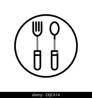 Cutlery icon Flat set in black and white color outline vector Stock Vector