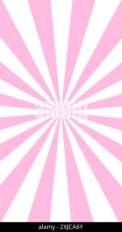 Pink and white vertical banner with Sun rays, cellphone background, lines background, light Stock Vector