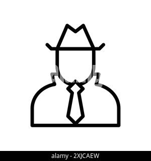 Secret agent icon Flat set in black and white color outline vector Stock Vector