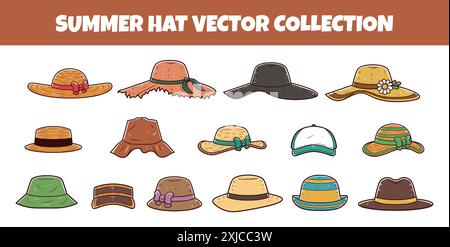 Set of summer hat vector collection Stock Vector