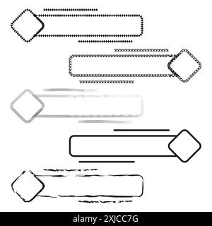 Rectangular arrow labels. Geometric frame design. Abstract border pattern. Black and white vector. Stock Vector