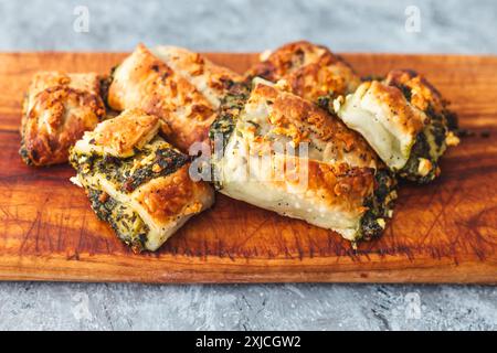 homemade spianch and ricotta pastries, healthy Mediterranean food recipes Stock Photo