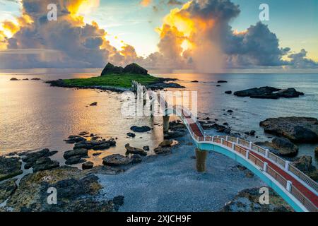 Sunrise of coast at Sanxiantai ,Taitung Taiwan Stock Photo