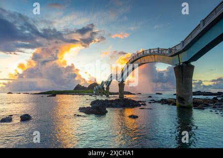 Sunrise of coast at Sanxiantai ,Taitung Taiwan Stock Photo