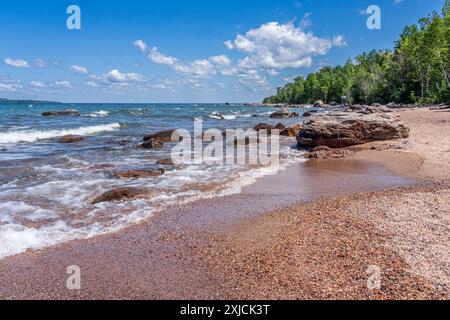 Awenda Provincial Park near Penetanguishine Ontario boastes several beautiful beaches including this pet friendly beach. Stock Photo