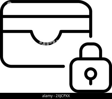 Card wallet and lock. Protected payment methods. Secure card information storage. Pixel perfect, editable stroke vector icon Stock Vector