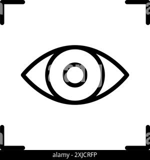 Eye scanning. Visual recognition and biometric identification. Pixel perfect, editable stroke vector icon Stock Vector