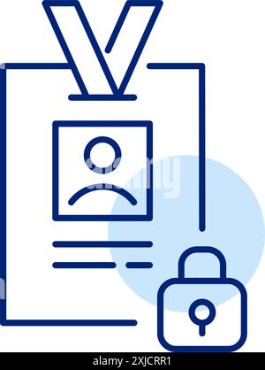 Personal id badge with picture and lock. Authorized access and secure identification. Pixel perfect, editable stroke vector icon Stock Vector