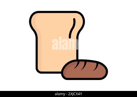 Bread icon. icon related to carbohydrates. colored outline icon style. nutrition elements vector illustration Stock Vector