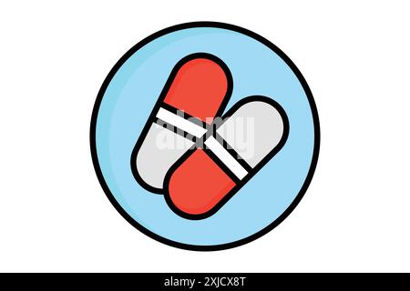 Capsule icon. icon related to supplements. colored outline icon style. nutrition elements vector illustration Stock Vector