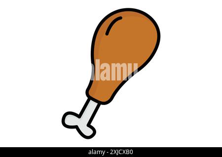 Chicken leg icon. icon related to protein source. colored outline icon style. nutrition elements vector illustration Stock Vector