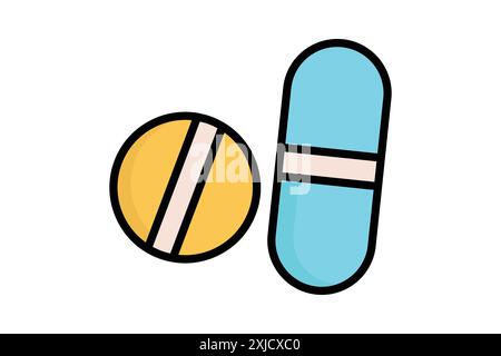 Vitamin icon. icon related to nutritional value, immune support. colored outline icon style. nutrition elements vector illustration Stock Vector