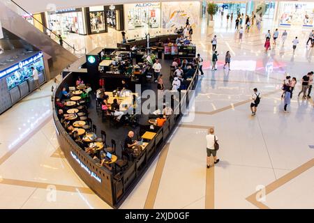 High-angle view of Starbucks coffee shop branch in Dubai Marina Mall, UAE. Stock Photo