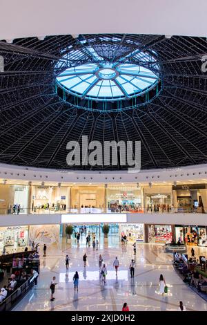 High-angle view of people walking in Dubai Marina Mall, UAE. Stock Photo