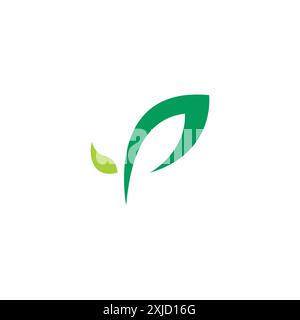 Letter P Leaf logo Design. P Growth Icon Stock Vector