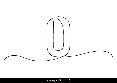 Zero number outline. Minimalist single line. Elegant vector. Continuous loop. Stock Vector