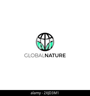 Global Nature Logo Design. Save earth Logo Stock Vector