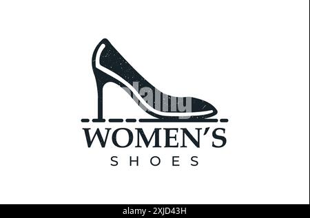 Vintage Retro Women Shoe Logo Elegant Black and White High Heel Design can be used for Women Shoe Stores Stock Vector