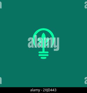 Light Bulb Lamp Natural Leaf Logo Template Stock Vector