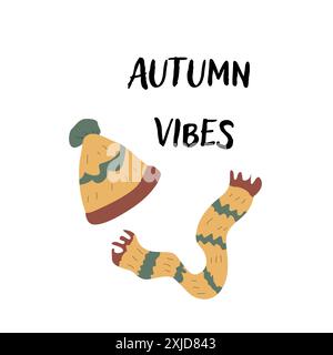 Autumn fall card template with seasonal leaves and items. Celebration design with childrens forest animal and harvest elements. Stock Vector