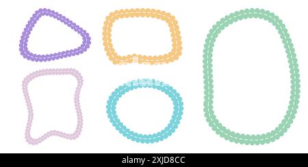 Hand drawn scalloped frames with dashed stitches. Stock Vector