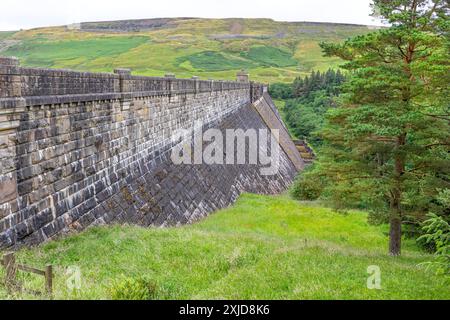 The dam wall at Scar House Reservoir, North Yorkshire. Stock Photo