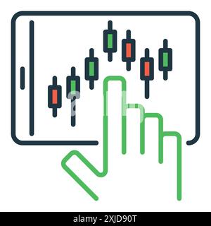 Candlestick Chart on Tablet Screen vector concept colored icon or symbol Stock Vector
