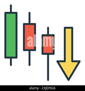 Down Trend with Candlestick Charts vector Technical Analysis concept ...