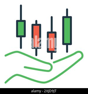 Stock and cryptocurrency graph on Hand vector concept colored icon or symbol Stock Vector