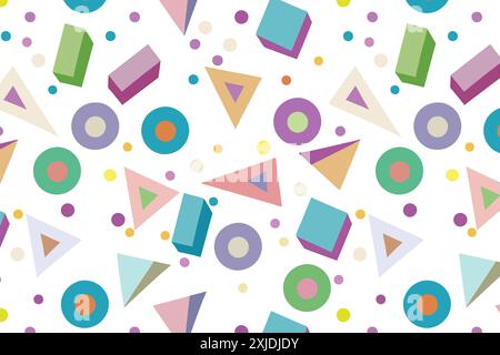 Seamless pattern with geometric shapes. Colorful background. Vector illustration. Stock Vector