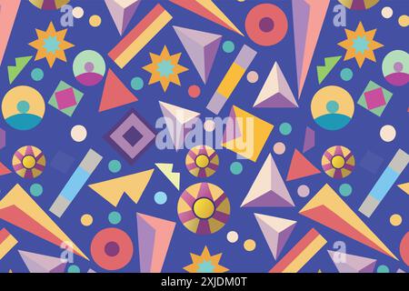 Seamless pattern with geometric shapes. Colorful background. Vector illustration. Stock Vector